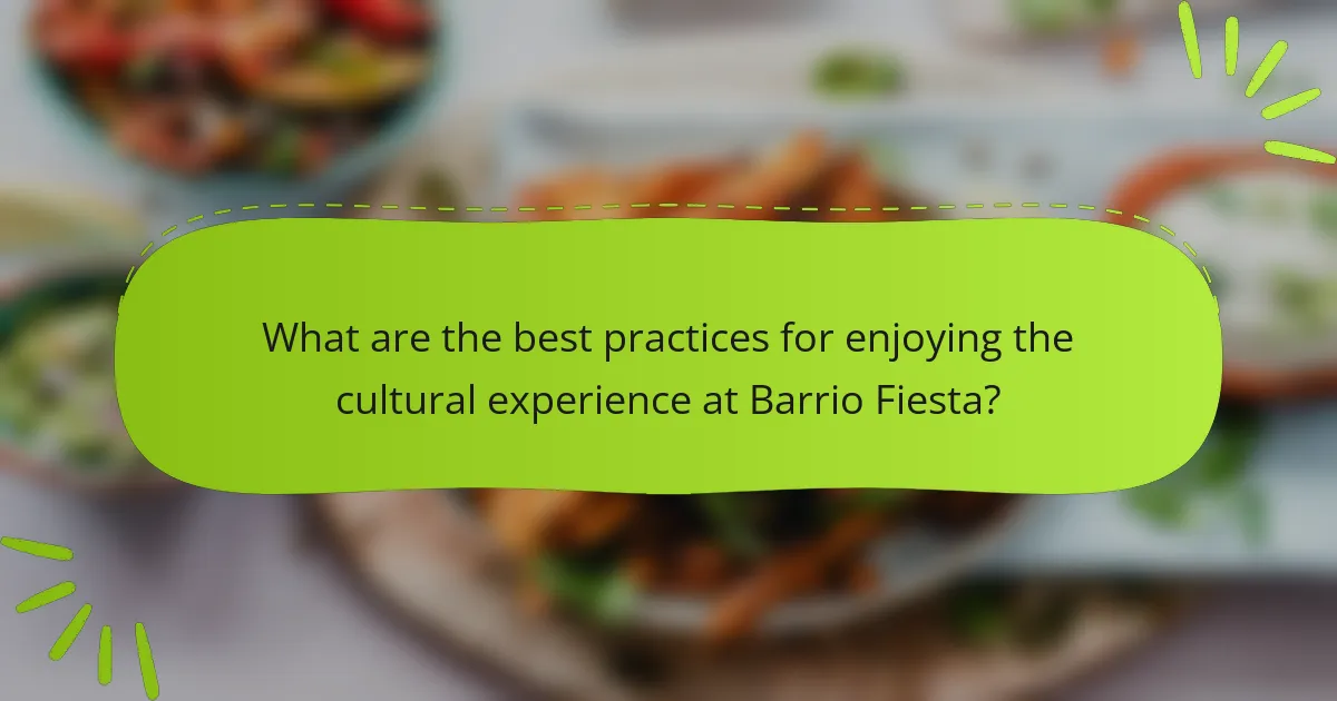 What are the best practices for enjoying the cultural experience at Barrio Fiesta?